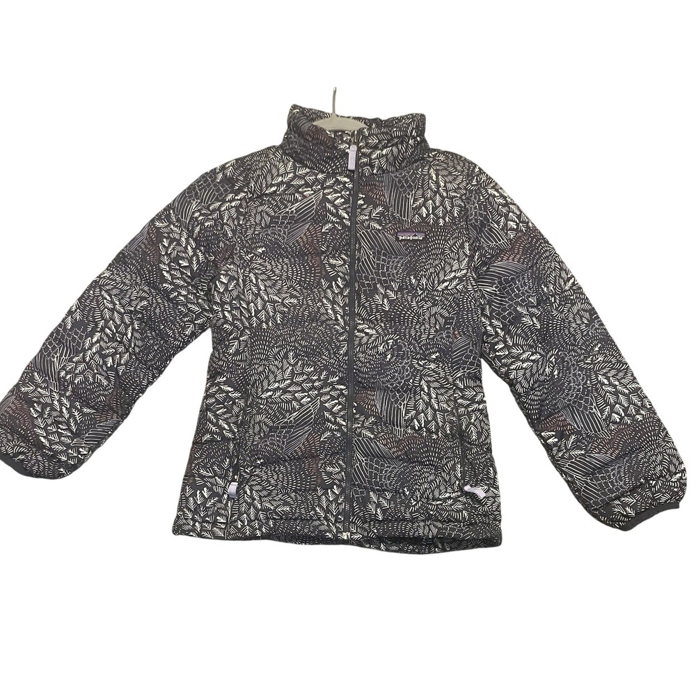Patagonia PufferJacket Youth XL Kids Duck Down Insulation Blue Nature Print